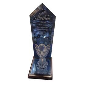 ​Reflections by Magique Blue Mirror Glass Angel Mother Figurine RFCA202